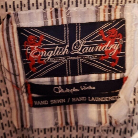 English Laundry Christopher Wick Mens Embroidered Striped Button Down Large - Picture 7 of 9
